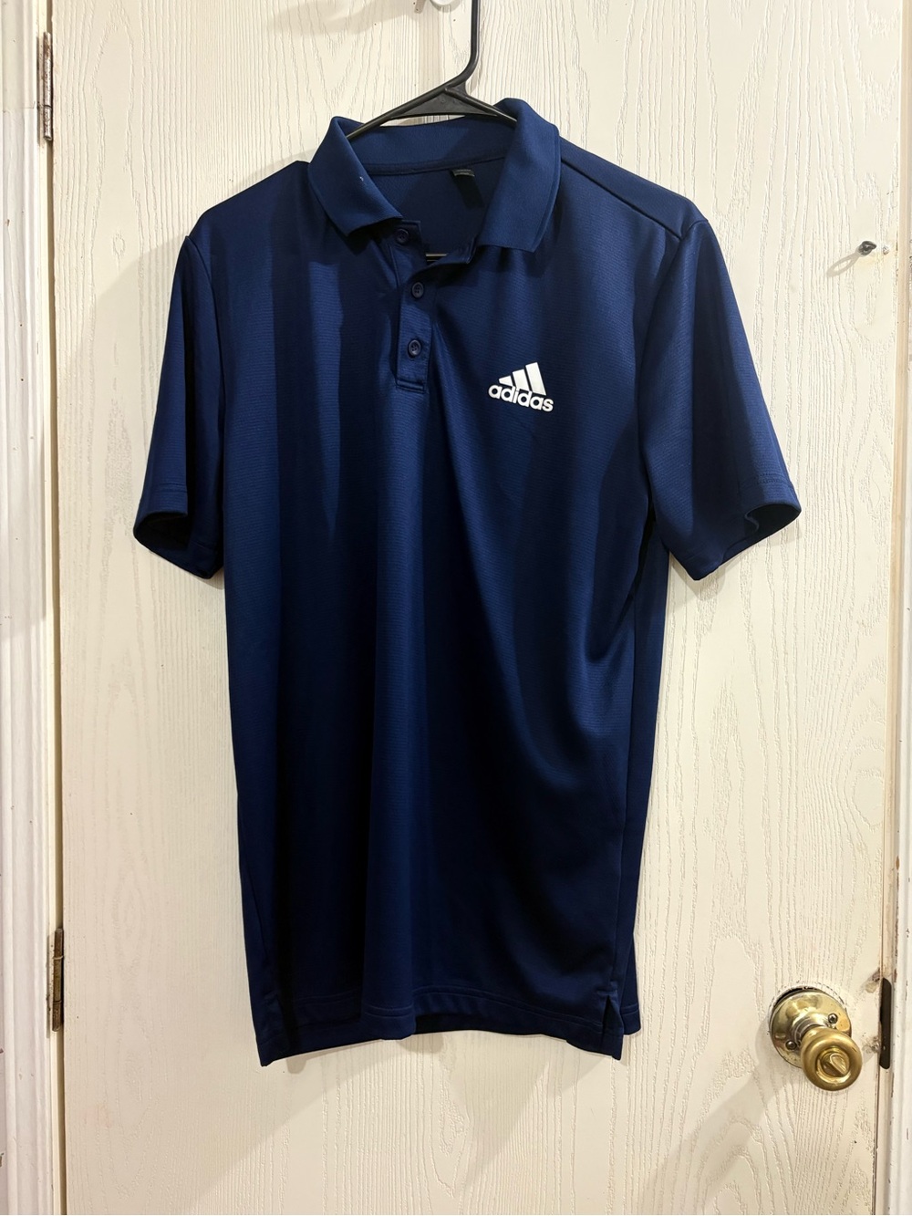 adidas Men's Dark Blue Polo with White Logo